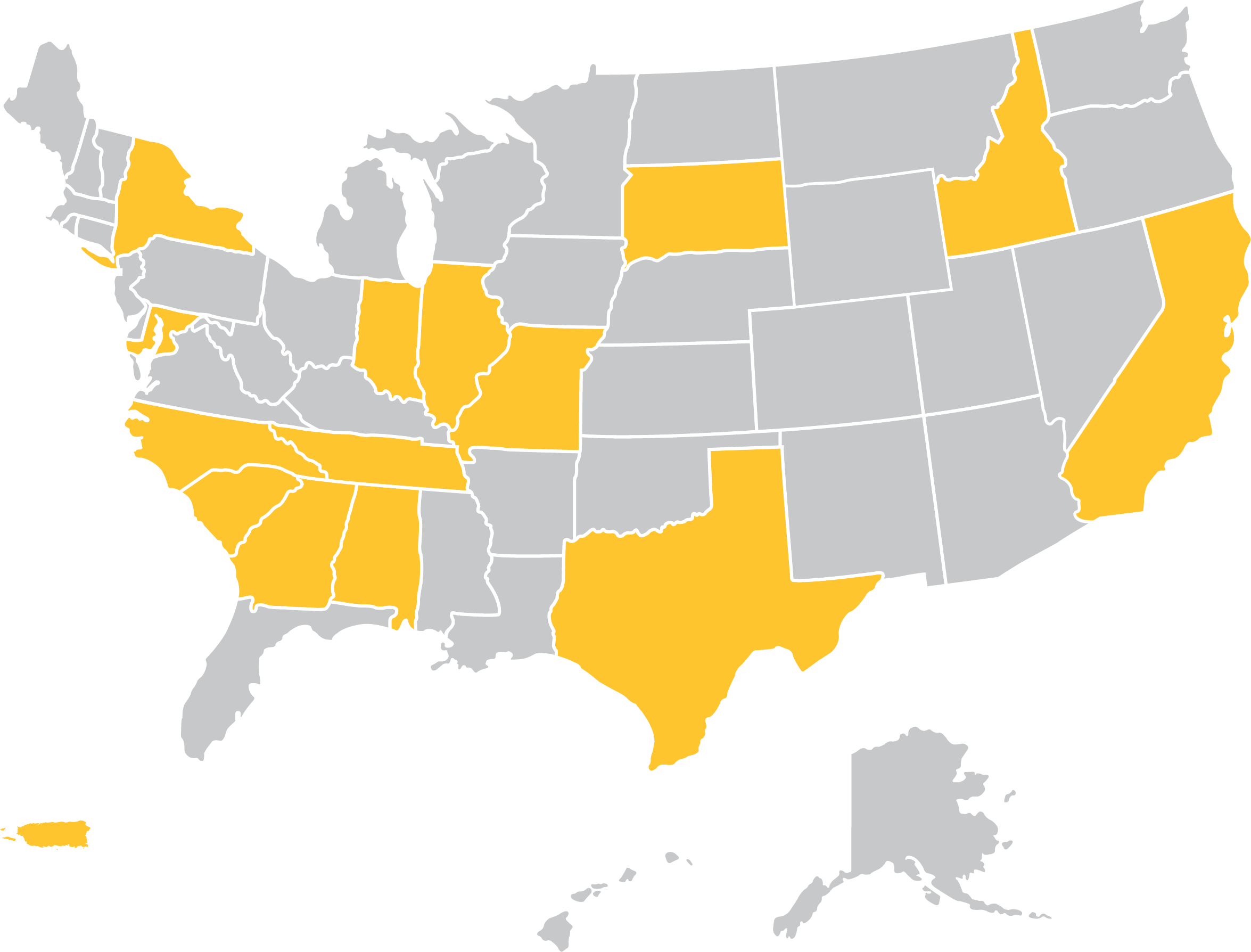 所有这些州都代表了学生来自哪里